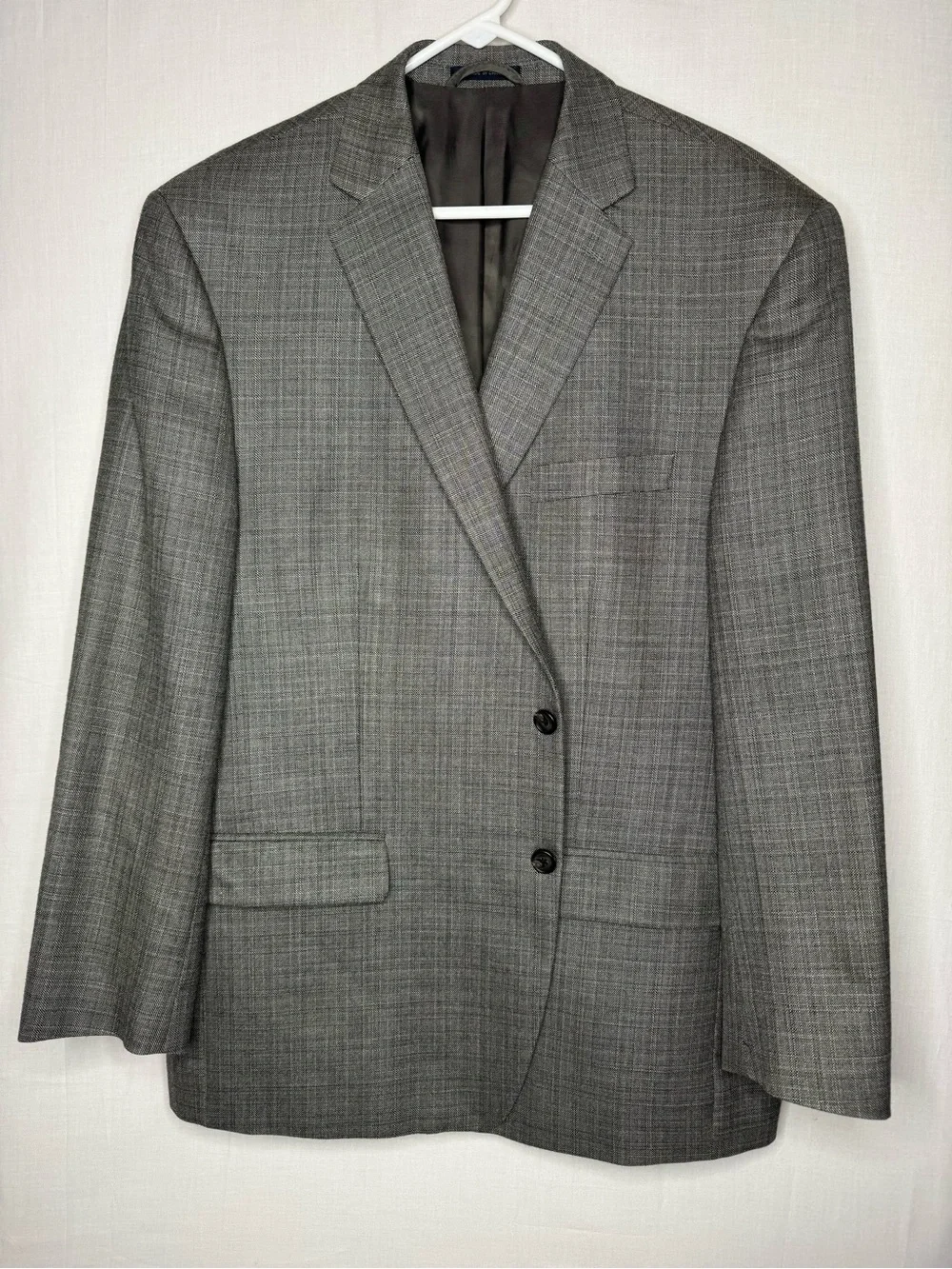 Ralph Lauren Mens Silk Wool Suit Coat Blazer 46R Gray Tonal Subtle Windowpane